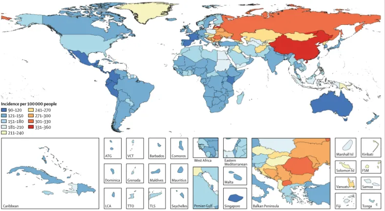 Figure 1: Age-standardised stroke incidence by country, for both sexes, 2016