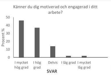 Figur 8 visar resultatet på fråga 10 som undersöker om deltagarna är motiverade och 