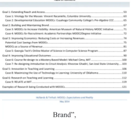 Figure 1: Table of contents of Columbia University Report. 