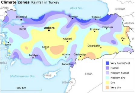 Figure 3  ​ ​ Rainfall Distribution in Turkey  ​(Source: Ibid). 