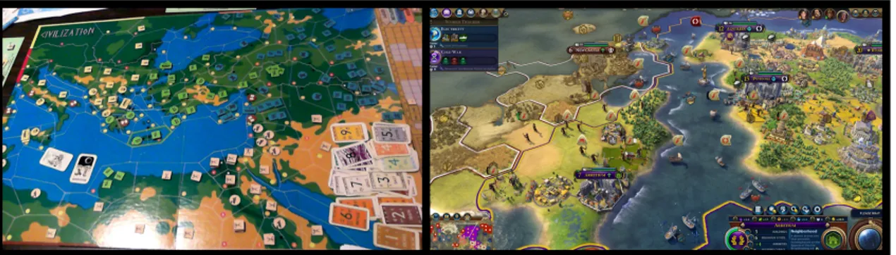 Figure 5 Civilization the board game and its digital counterpart.  