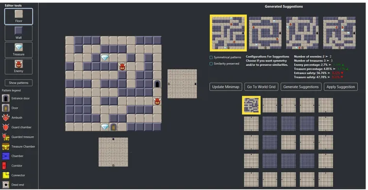 Figure 5: The room view while editing the top-left corner in a 5x5 dungeon with seven disabled rooms.