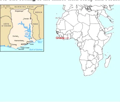 Figure 1. Map of Africa with Ghana enlarged to the left. 