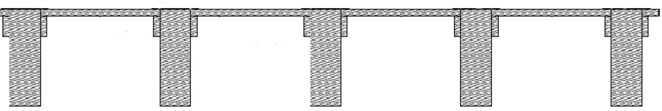 Figur 4 Principskiss av limträbalkar och fast form. Bild från ritning 2