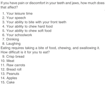 Table 1. Self-reported Questions on Pain and Discomfort From the Teeth, Jaws, Face, and Headache Pain