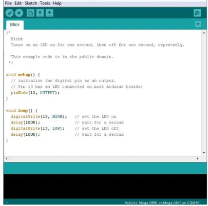 Figur 8. Arduinos IDE med en exempelskiss från standardbiblioteket. 