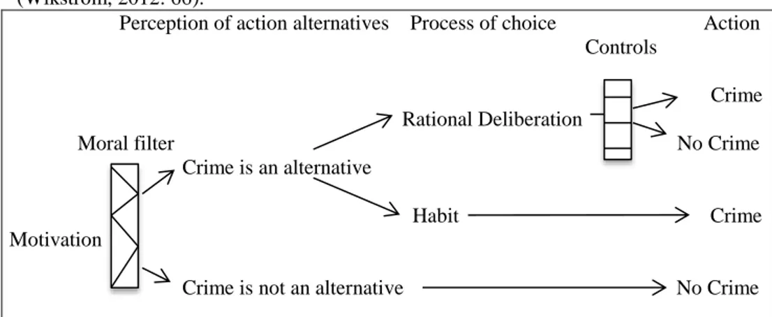Figure 2. The role of the moral filter and controls in the perception-choice process  (Wikström, 2012: 66)