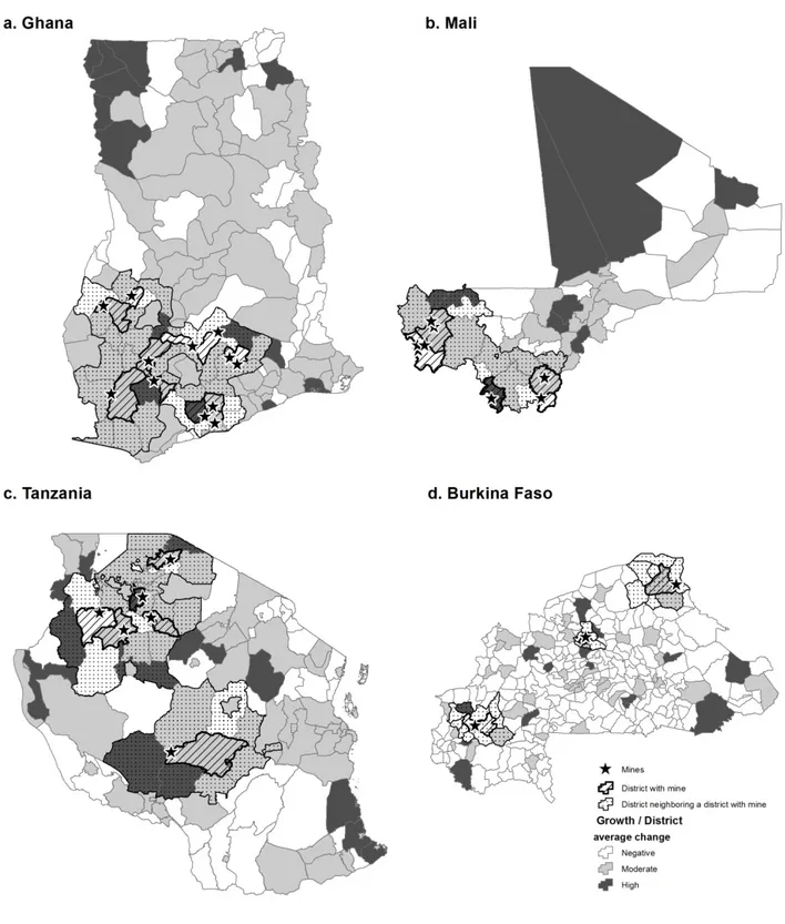 Fig. 2.  Spatial analysis of average growth in districts (2001-2012) estimated by growth model