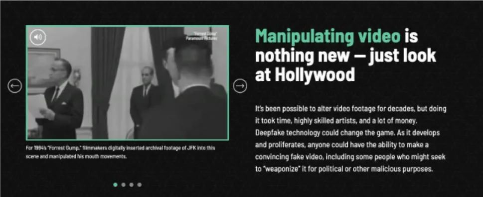 Figur 13. Stillbild av CNN’s bildpresentation ”Manipulation video is nothing new - just look at  Hollywood” 