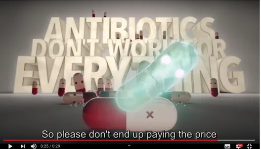 Figure 8: Screenshot from the Keep Antibiotics Working campaign TV advertisement uploaded to  Youtube (Public Health England, 2017b) 