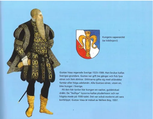 Figure 1. Picture of Gustav I of Sweden and his escutcheon, as displayed in the text material given to the  students (Körner, 1999, pp