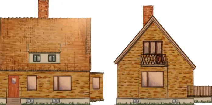 Figur  4.7  Figuren  är  en  illustration  av  Hus  4,  avvikelser  från  husets  verkliga  utformning  förekommer  då  husen  är  anonyma