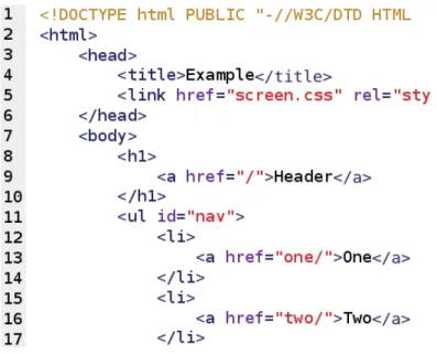 Figure 5.1: Syntax highlighting in an HTML document