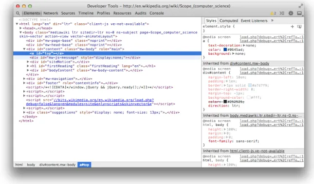 Figure 5.5: Chrome Developer Tools with Element Inspector
