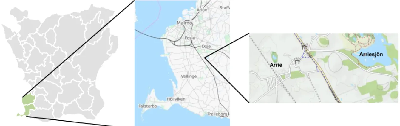 Figur 1: Lokaliseringsdiagram Arrie, Vellinge kommun 