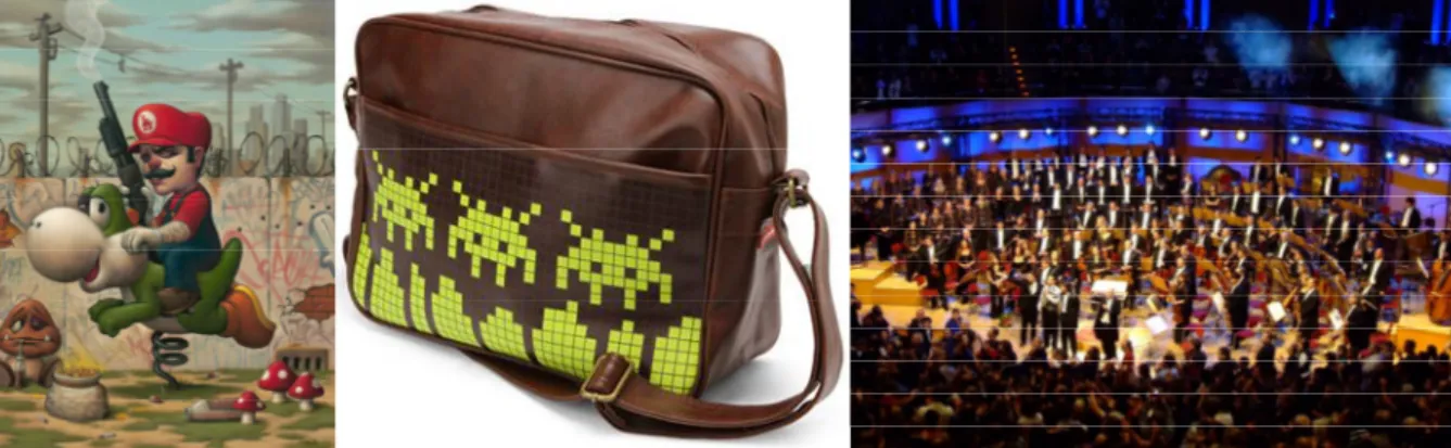 Figure 5 Bob Dob’s Mario 13, a space invaders bag and the orchestra at the Symphonic 