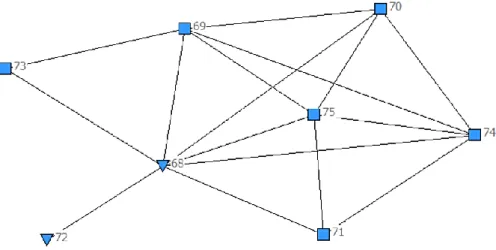 Figur 6. Visualisering i Netdraw av November 17 nätverket år 1991. 