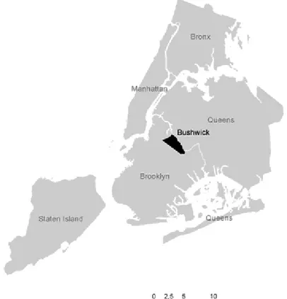 Figure 1.  Location map of Bushwick in New York City               