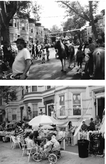 Figure 3  and 4. Block party in Hancock street, mid-1990s. Source: Jose  Marcelino Rojas, family archive 