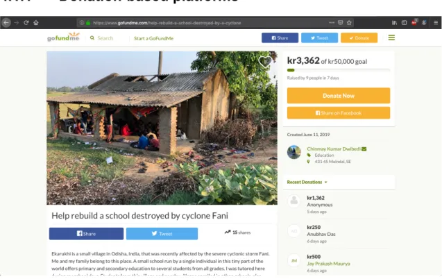 Figure 7: GoFundMe. A campaign for the rebuilding of a school in India. (“Help rebuild a school,” 2019) 
