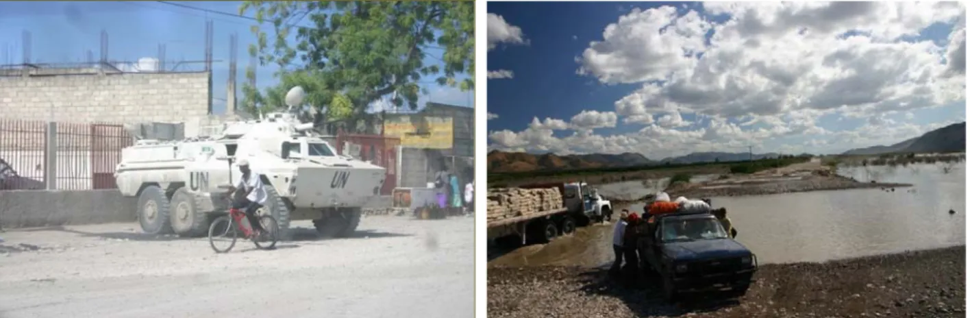 Figure 4. On the left: MINUSTAH forces base located close to the troubled and inaccessible area of Cité Soleil