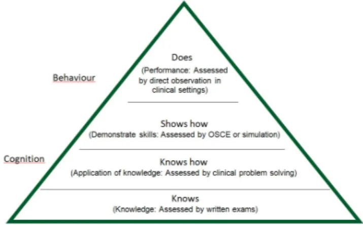 Figure 1. Millers’s Pyramid of Assessment modified by Ramani S, Leinster S, AMEE Guide no 34: Teaching in the clinical environment