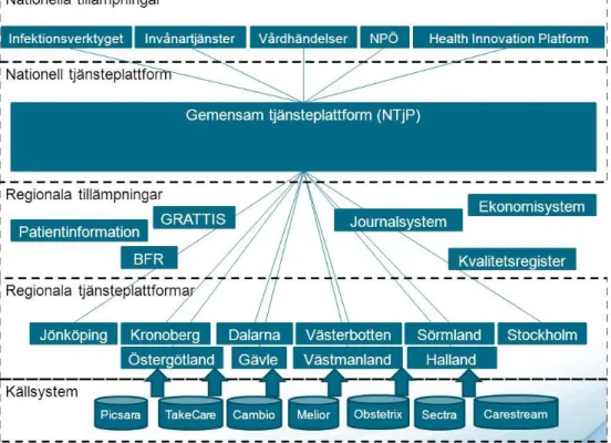 Figur 3. Infrastrukturen i de svenska hälso- och sjukvårdssystemen (Thunholm, 2014) 