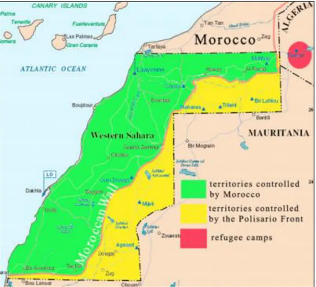 Figure 6. Map of Western Sahara (Internet Scientific Publications, 2009)  