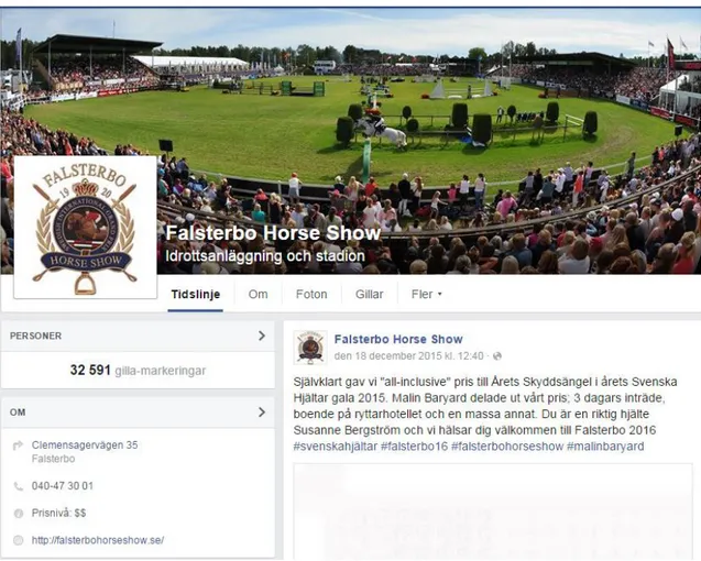 Figur 1: Falsterbo Horse Shows Facebooksida 