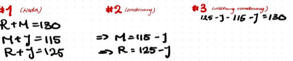 Figur 6: Exempel på praxis för uppgift 5 i Matematik Z  