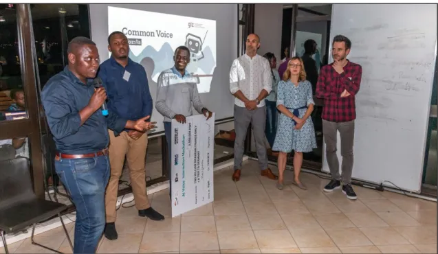 Figure 3: Winning team (middle) and founders of start-up Digital Umuganda (Photo: D. Brumund) 