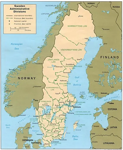 Figure 1: Map of Sweden. (Source: University of Texas). 