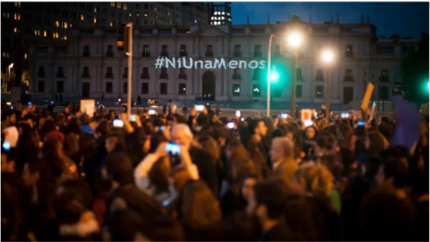 Figure 4. Photo #NiUnaMenos, visualized at the Presidential Palace, 16 th  October, 2016
