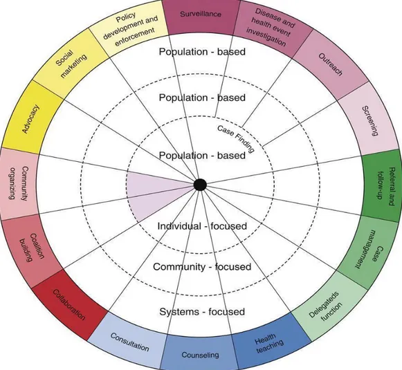 Figur 1. Public Health Intervention Wheel (Minnesota Department of Health, 2001b) 