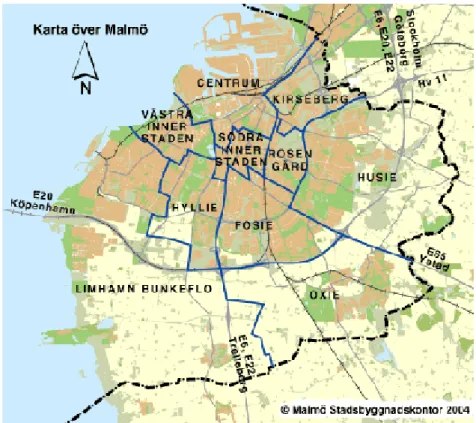 Figur 2. Karta över Malmö (www.malmo.se) 