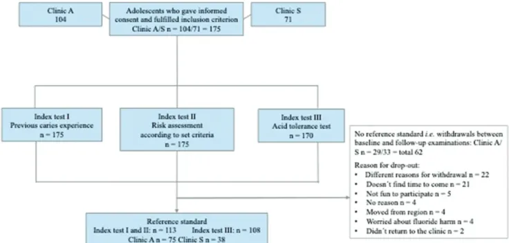 Figure 1. Modified STARD flow-chart [20,21] showing number of included adolescents, withdrawals, and reasons for withdrawals.