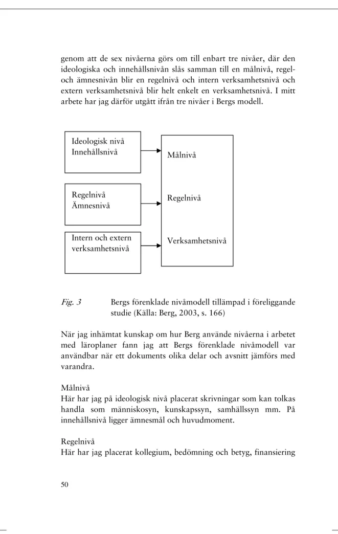Fig. 3   Bergs förenklade nivåmodell tillämpad i föreliggande 