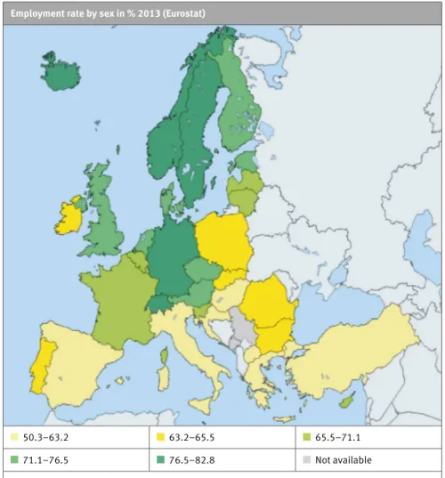 Figure 4: Employment rate by sex 2013 (Eurostat) 