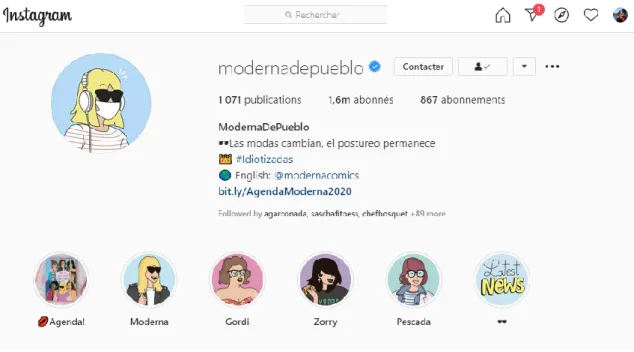 Illustration 10.Moderna de Pueblo Instagram Profile. 