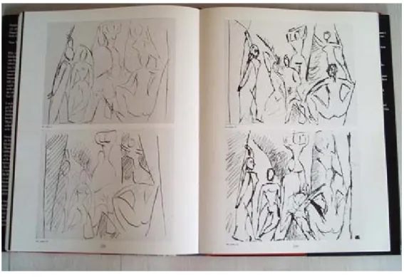 Figur 1: Picassos skisser till Les Demoiselles d’Avignon  