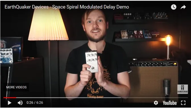 Fig. 3 Screenshot of The Pedal Zone episode: “EarthQuaker Devices - Space Spiral Modulated Delay Demo” (The Pedal  Zone, 2017) 