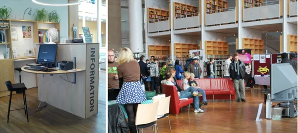 Fig. 11-12 - Malmö Stadsbibliotek information desk, community event