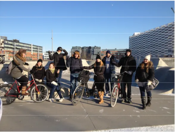 Figure 3. Students attending one of PBL groups in TCN course at Malmö University  during their bicycle excursion