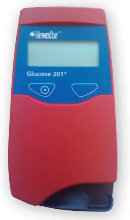 Figur 6. Exemplifierat mätinstrument för glukoskoncentration genom  kapillärblod. 