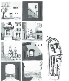 Fig. 4: Serial Vision av Gordon Cullen The Concise Townscace (1961). 
