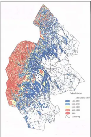 Figur 3.4.1.Vindenergi Jämtland. Källa: Länsstyrelsen Jämtlands län 1999.