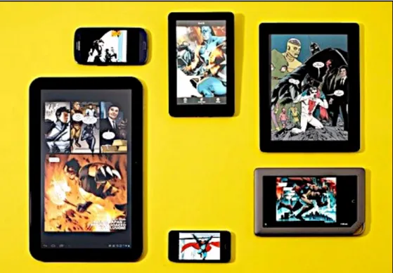 Fig. 5: Digital comics presented on various portable devices