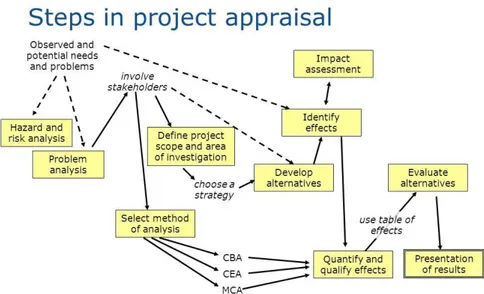 Figure 3. General model of steps in project evaluation (Adapted from Persson, et al., 2005) 
