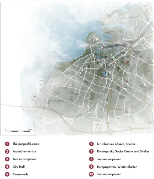 Figure 2: Map of Malmö. Design: Nina Iglesias Söderström. 