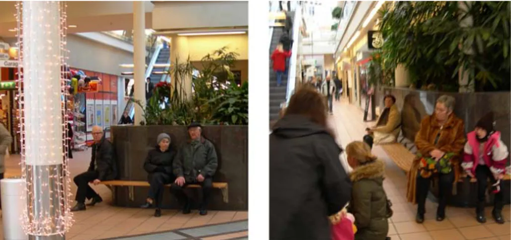 Fig. 5.4 &amp; 5.5 Shopping mall field study. People performing the same activity, yet they have  different reasons